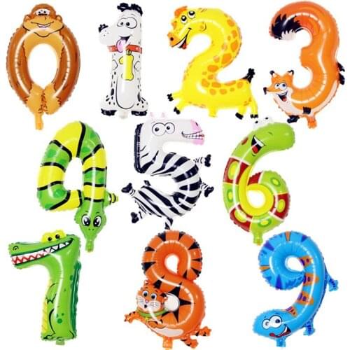 Wholesale 16inch animal Digital 0-9 air balloon Figure Number globos Foil Balloon For Birthday Party Decorative air ballon