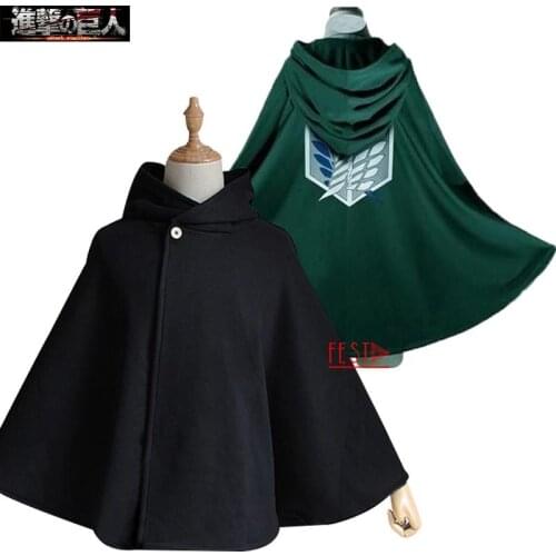 Anime Attack on Titan Levi Mikasa Hanji Zoe The Scouting Legion Wings of Liberty Cosplay Green Black Cloak No Kyojin Hooded Cape