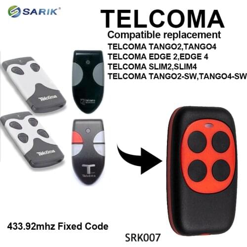 433mhz remote control for TELCOMA TANGO2,TANGO4,TELCOMA EDGE 2,EDGE 4 For Universal Garage Gate Key Fob Fixed code