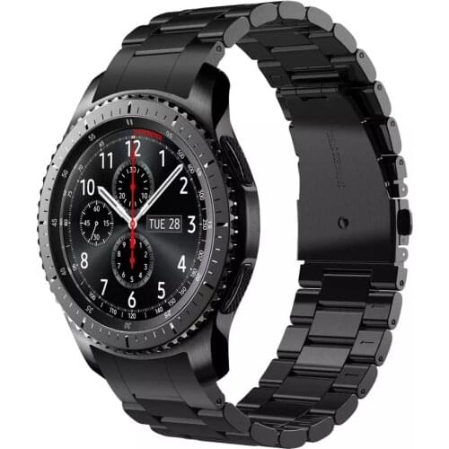 HQ Stainless Steel Watchband for Samsung Galaxy Watch 46mm SM-R800 Sports Band Curved End Strap Wrist Bracelet Silver Black