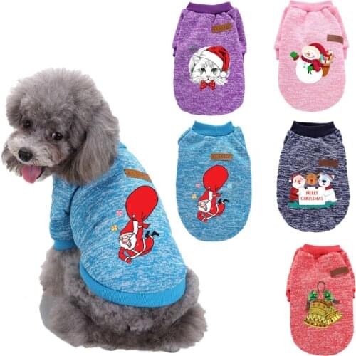 Christmas Pet Dog Clothes Winter Warm Printed Pet Hoodies For Small Medium Dogs Pet Chihuahua Yorkshire Pullover Clothing