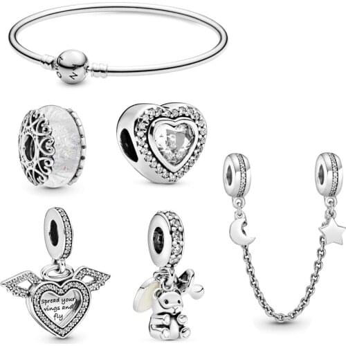 925 Sterling Silver Most Expensive Fashion Pandora Bacelet for Modeling Pacifier Bear Zircon