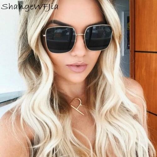 2020 Newest square frame vintage sunglasses Women Oversized Big Size Sun Glasses for Men Female Shades Gold gray UV400 Eyewear