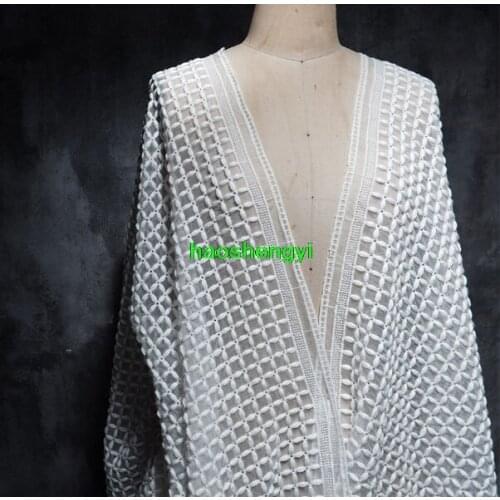 Organza coarse rice grain three-dimensional embroidery texture summer designer clothing fabric/half price
