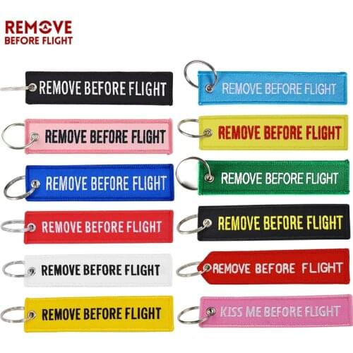Remove Before Flight Key Chain Chaveiro Red Embroidery Keyring for Aviation Gifts Luggage Tag Key Fob Motorcycle Car Keychains