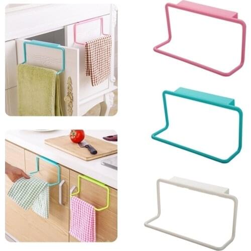 4 Colors Towel Rack Hanging Holder Organizer Bathroom Kitchen Cabinet Cupboard Hanger Kitchen Supplies