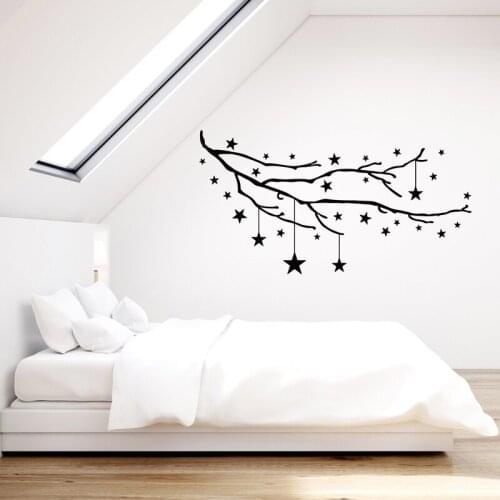 Tree Branch Wall Sticker Night Stars Vinyl Decal Kids Room Decor Boys Bedroom Decoration Nursery Stickers Removable