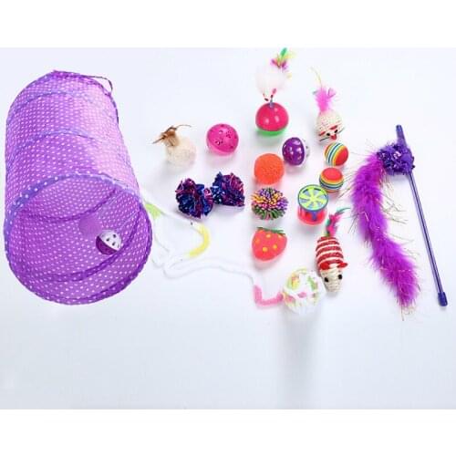 Funny Pet Cat Tunnel 2 Holes Cat Play Tubes Balls Toy Sets Crinkle Kitten Dog Toys Puppy Ferrets Rabbit Play Cat Tunnel Tubes