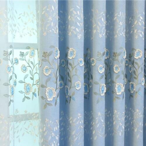 Slow Soul Pink Blue Curtain Embroidered Floral Cortina 3d Luxury Curtains Tulle Drapes Living Room For Custom Panels Sheer