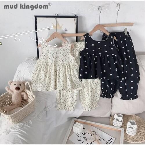 Mudkingdom Girl Vest Pants Set Sleeveless Dot Floral Tops Loose Fit Bloomer Backless Summer Sets Outfits for Children Clothing
