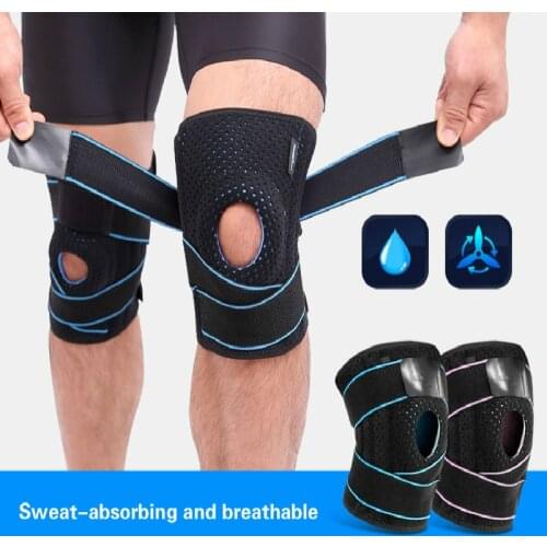 1pcs Elastic Knee Support Sports Training Brace Kneepads Adjustable Patella Silicone Knee Pads Hole Kneepad Sport Safety