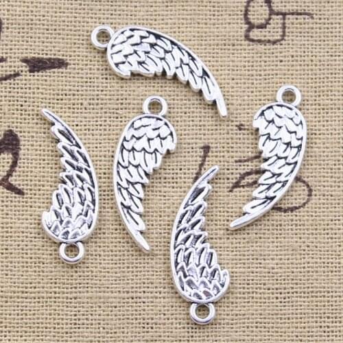 15pcs Charms Angel Wings 26x9mm Antique Silver Color Pendants Making DIY Handmade Tibetan Finding Jewelry