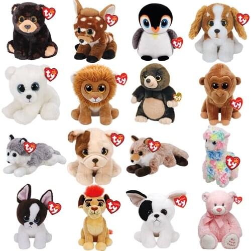 15CM Ty Beanie Big Eyed Doll Soft Stuffed Animal Lion Cat Dog Dragon Unicorn Fox Plush Toy Dolls Girls Best Birthday Gift