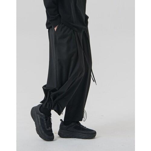 27-46 2020 Mens clothing Hair Stylist fashion show Adjustable hem pleated trousers casual loose drawstring plus size costumes