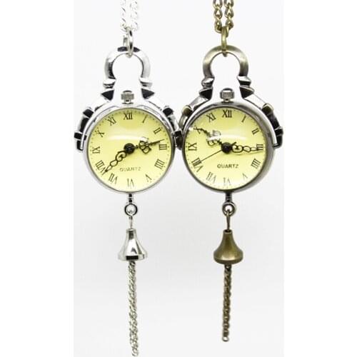 3086)vintage steamPunk Style Silver bronze round Ball Pocket Watch Necklace chain pendant, Dia 2.5 cm. 12 pcs/lot palace style