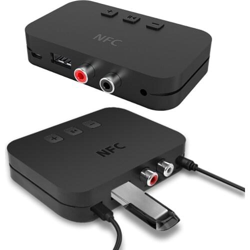 Bluetooth 5.0 Wireless Receiver Audio Transmission Stereo Music Support U Disk NFX Connect With RCA 3.5 AUX Jack Adapter