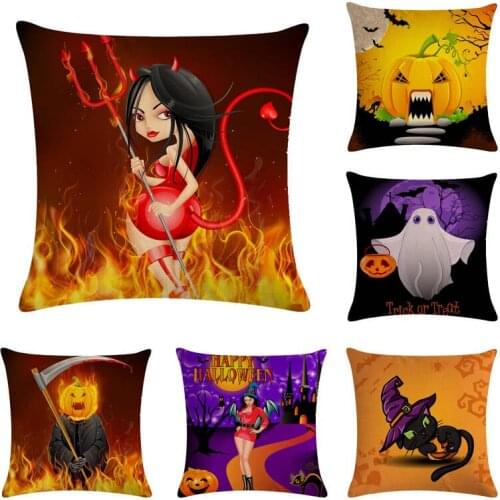 Cushion Cover Soft Plush Pillow Home Room Office Decoration Back Throw Sofa Cushion Cover Halloween Pumpkin Pillow Case