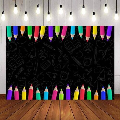 Black Blackboard Children Baby Back To School Backdrop Pencil Vinyl Graduation Photography Background For Photo Studio Photocall