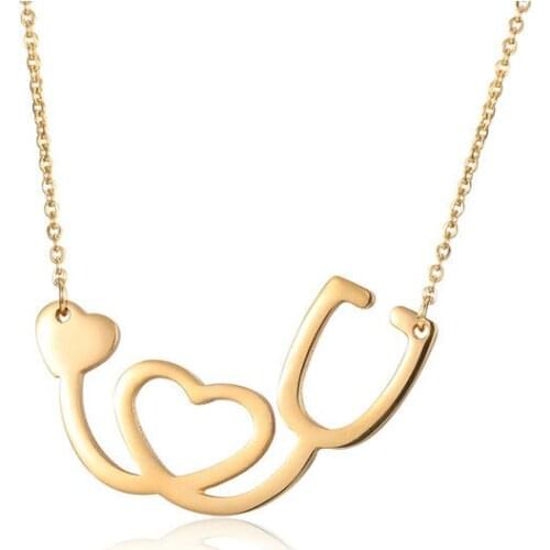 Eco-friendly Love Heart Choker Necklace Fashion Medical Stethoscope Pendant Charms for Femme Gift Drop shipping