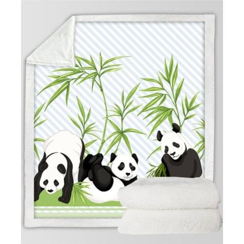 Panda Flannel or Sherpa Blanket Cartoon Animal Fleece Throw Blanket Bears Kids Plush Blanket Panda Posture Bedspread Dropship