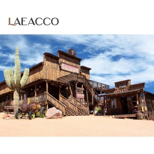 Laeacco Saloon West Cowboy USA Old Wooden House Child Portrait Photographic Backgrounds Photo Backdrops Photocall Photo Studio