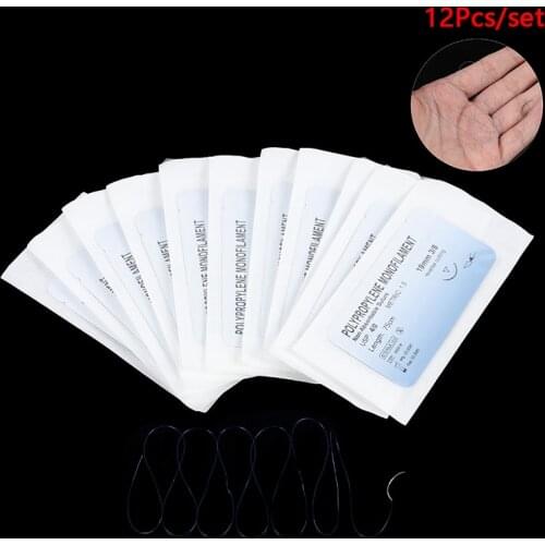 12 PCS Needle Suture Nylon Monofilament Non-injured Suture Medical Thread Suture For Medical Surgical Suture Practice Kit