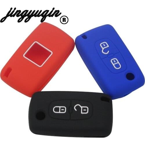 Jingyuqin Silicone folding Car Key Case For Peugeot 208 207 308 RCZ 508 408 2008 407 307 206 for Citroen C4 C5 C3 C1 C2 C4L