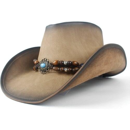 New Fashion Women Men Retro Vintage Turquoise Leather Strap Cowboy Cowgirl Caps