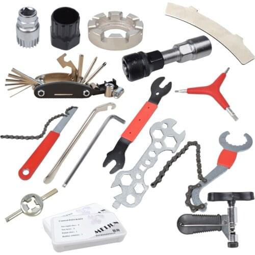 Multifunction Mountain Bike Bicycle Repair Tool Hexagon wrenches patches chain checker Freewheel Remover Crank Puller Hand tools