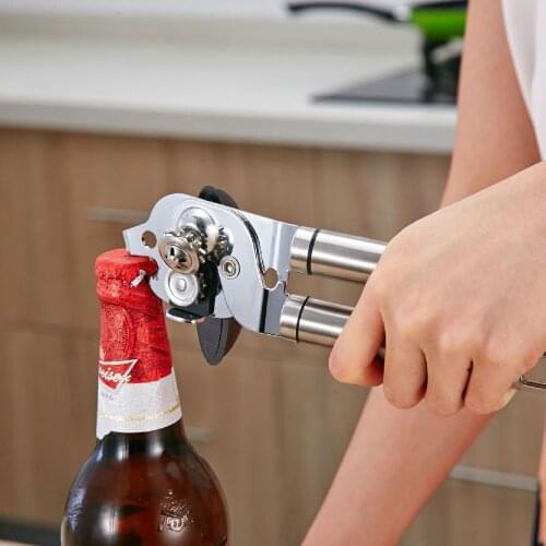 304 Stainless Steel Can Beer Bottle Opener Multi-function Handheld Can Opener for Home Kitchen Party Gatherings