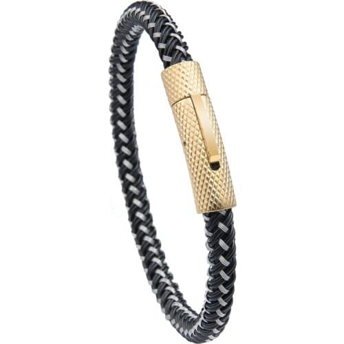 Vanbula Fashion Retro Style Mixed Color Steel Wire Charm Mens Stainless Steel Bracelet Holiday Boyfriend Gift Bracelet Jewelry