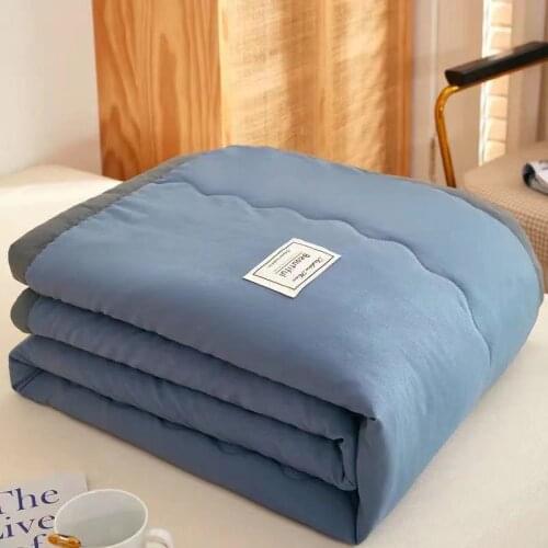 Washable Solid Color Summer Air Conditioning Quilt Double Queen Size Soft Washable Duvet Office Nap Blanket Quilt quilt