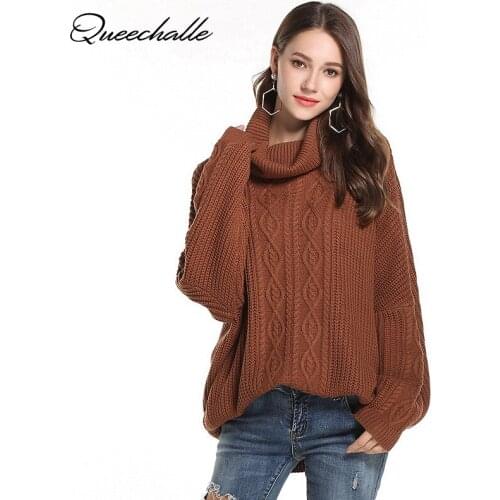 Queechalle Autumn Winter Thick Sweater Pullovers Women Long Sleeve Casual Warm Turtleneck Sweaters Female Twist Knit Jumpers Top