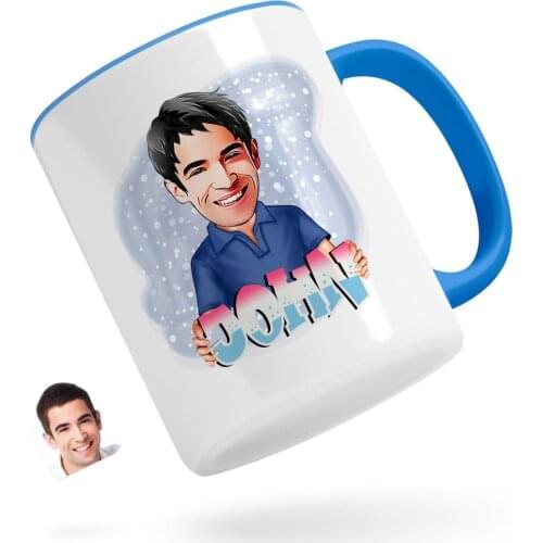 Personalized Men 'S Is Caricature Of Blue Mug cup