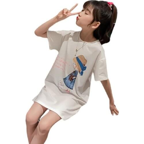 Girls Dresses 2021 Summer Children Dresses Baby Girl Clothes Fashion Casual Girls Cartoon Print Pattern Dress 4-12 Years Old
