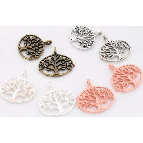 NEW 10pcs/Lot 27x26mm Four Colors Plated Tree Charms Pendant DIY Handmade Jewelry Accessories