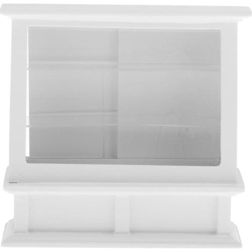 White Wood Mini Bakery Display Cabinet for 1/12 Dollhouse Kitchen Accs