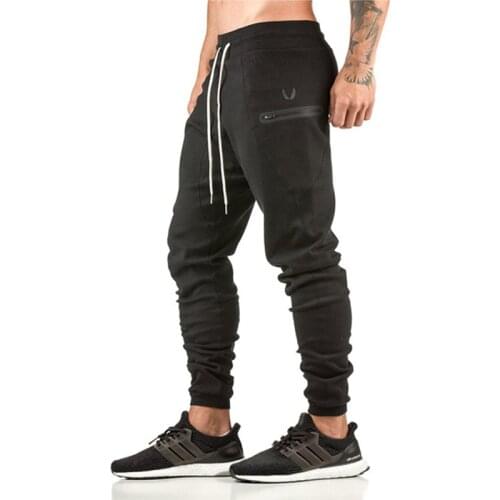 2020 Gym Men Pants Fitness Casual Zipper Pocket Elastic Pant Trousers Cotton Mens Gyms Joggers Bodybuilding Pants