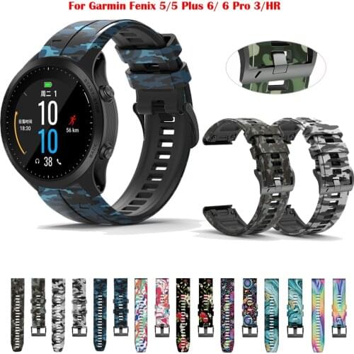 Pringting Silicone Replacement Strap For Garmin Fenix 6 6X Pro 5 5X Plus 3HR Easy Fit Quick Release Wristband Band Correa22 26mm