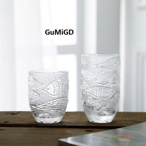 Retro glass fish glass cup home lemon cup drinking glass