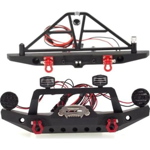 TRX-4 Metal Front Bumper with Led Light for 1/10 RC Crawler Car Traxxas TRX4 D90 D110 Defender Axial SCX10 90046 Upgrade Parts