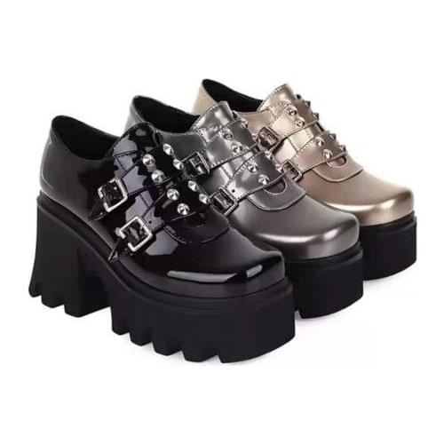 Lolita Pumps Sweet Gothic Punk Shoes Cute Mary Janes Pumps Platform Wedges Women Goth Shoes Large Size 43