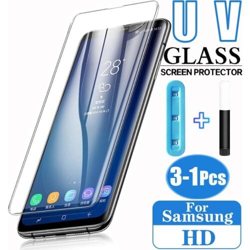 UV Full Cover Tempered Glass For Samsung Galaxy S10 S21 Plus Ultra S8 S9 S20 Screen Protector 4G 5G For Samsung Note 20 10 9 8 E