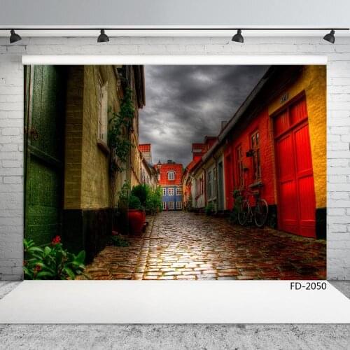 Retro Street Portrait Children Baby Photography Backgrounds Customized Vinyl Cloth Photographic Backdrops For Photo Studio