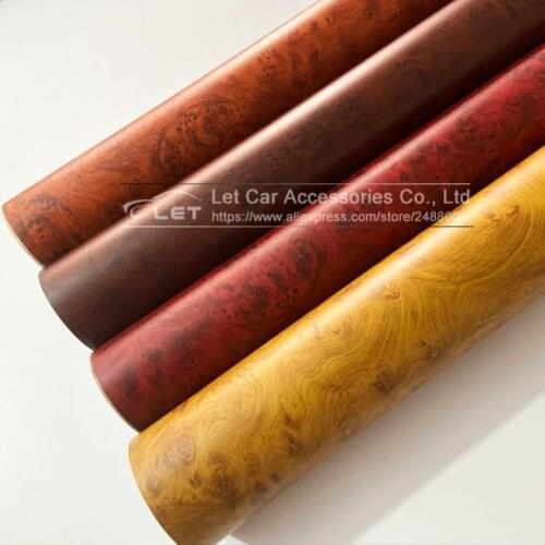 High quality Self-adhesive Vinyl Wood Grain Textured Car Wrap Car Internal Stickers Wallpaper Furniture Wood Grain Paper Film