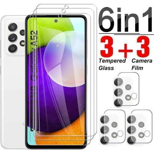 6 in 1 Tempered Glass For Samsung Galaxy A52 A51 A50 A50S M51 Screen Protector Full Cover Camera Lens Film For Svmsung A52 Glass