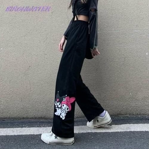 Womans Pants Black Cool Cargo Streetwear Cute Pencil Trousers Female Harajuku Fashion Hip Hop High Amine Women Sweat Pants
