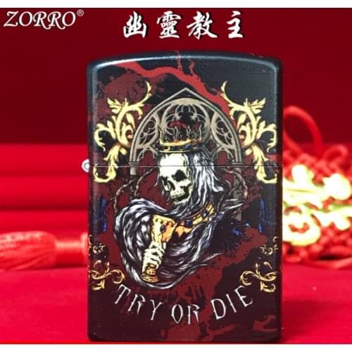 ZORRO ghost king personalized color printing Kerosene gasoline petroleum oil cigarette lighter Retro cigar pipe igniter men gift