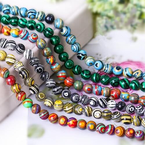 1 string 6/8mm Synthetic Malachite Loose Beads DIY Handmade Semi-finished Jewelry Accessories Beaded Bead Chain
