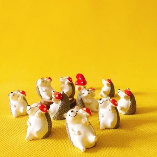 10Pcs hedgehog with fruits/fairy garden gnome/moss terrarium home decor/crafts/bonsai/miniatures/figurine/diy supplies